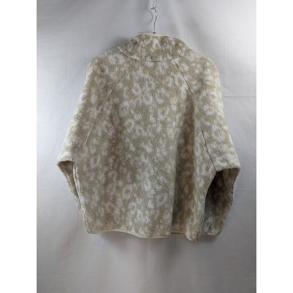 All in Motion Sherpa Jacket Ivory Beige XL Relaxed Zip Up Animal Print Casual - Picture 8 of 8